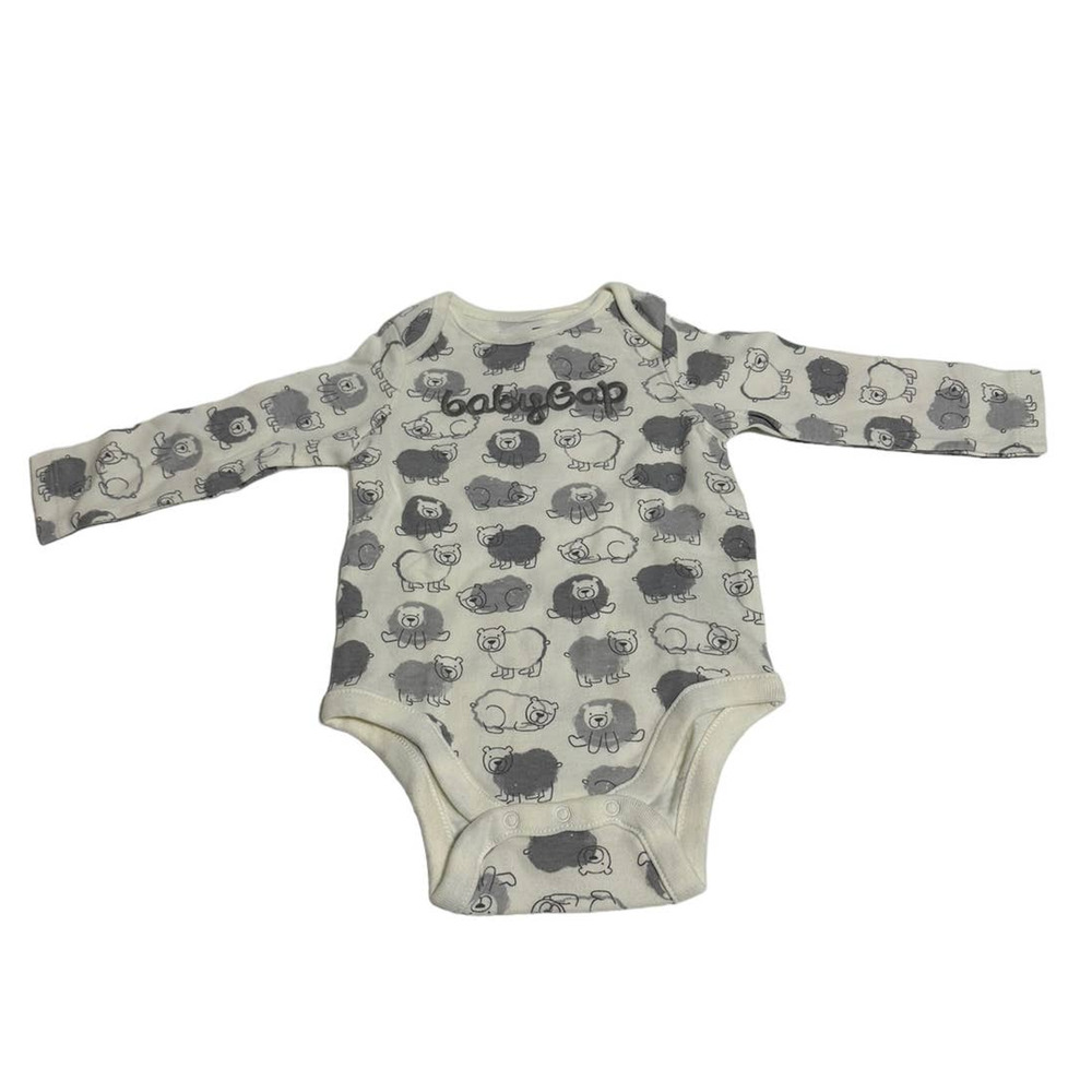 BabyGap Logo Sheep Grey Unisex Sz 0-3 Months 7-12 LBS Bodysuit One Piece NWT